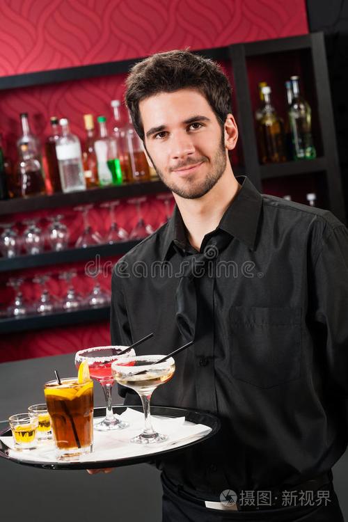 专业酒吧服务生鸡尾酒酒吧托盘